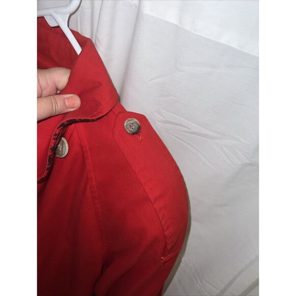 Vintage JH Collectibles Trench Coat Womens Size 4 Red Duster With Liner - Picture 8 of 16